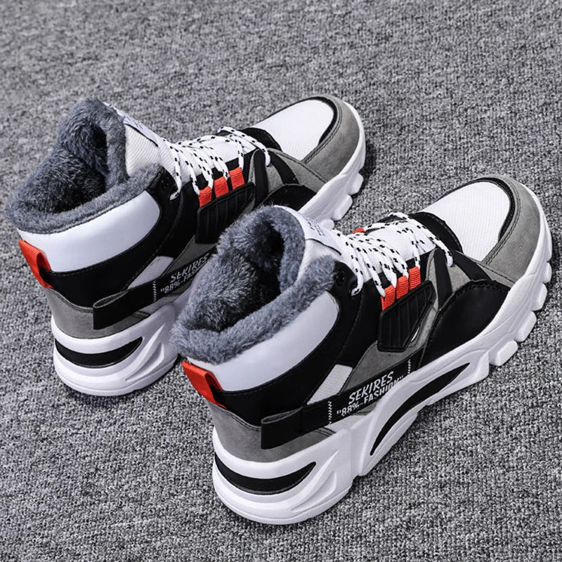 Shoes Men Plush Warm High Top Lace-up Snow Boots Mens Fashion Sneakers Platform Casual Winter Shoes Male Outdoor Shoes