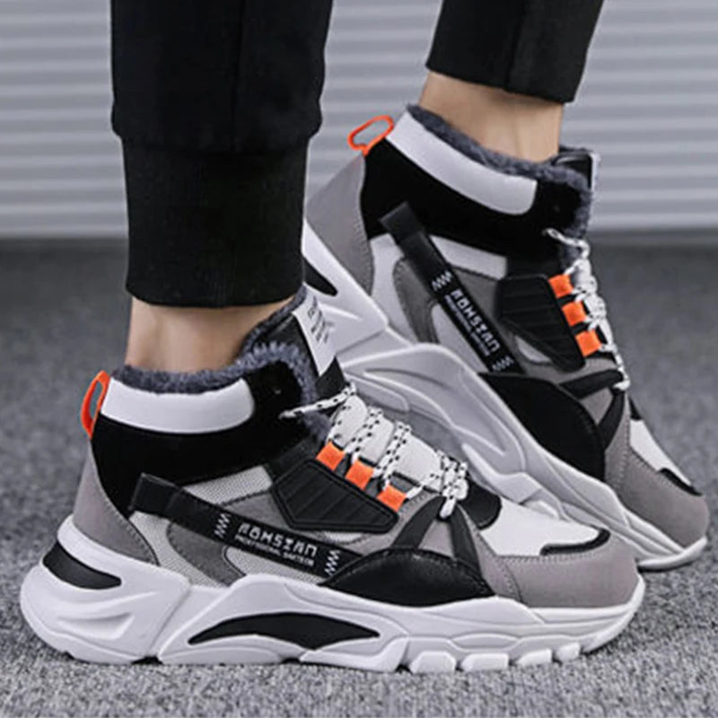 Shoes Men Plush Warm High Top Lace-up Snow Boots Mens Fashion Sneakers Platform Casual Winter Shoes Male Outdoor Shoes