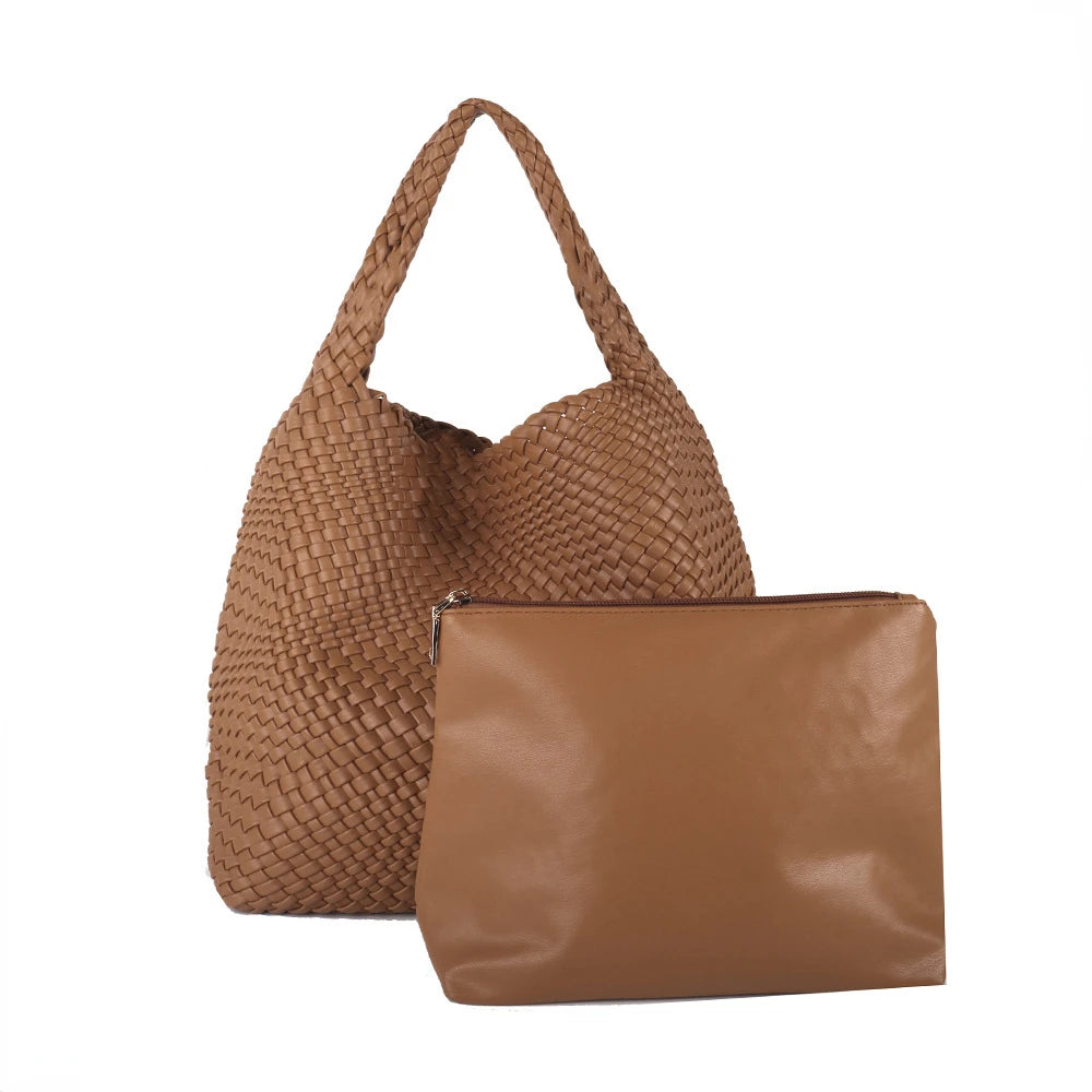 ZR DIARY Handmade Woven Bag Women PU Leather Large Capacity Totes Fashion Shoulder Bag 224BZ9389-1