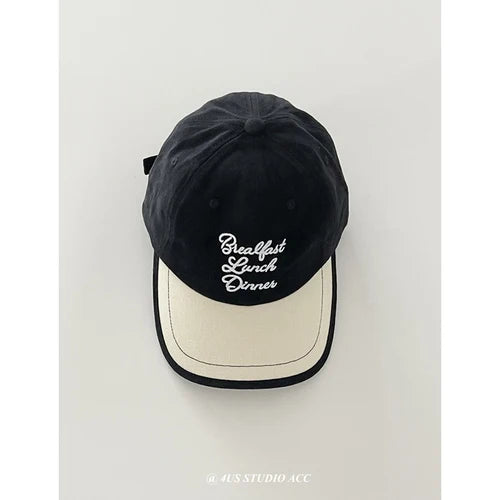 Contrast Patchwork Vintage Brushed Cotton Baseball Cap Women's Big Head Circumference Lovers Wild Face-Looking Small Peaked Cap