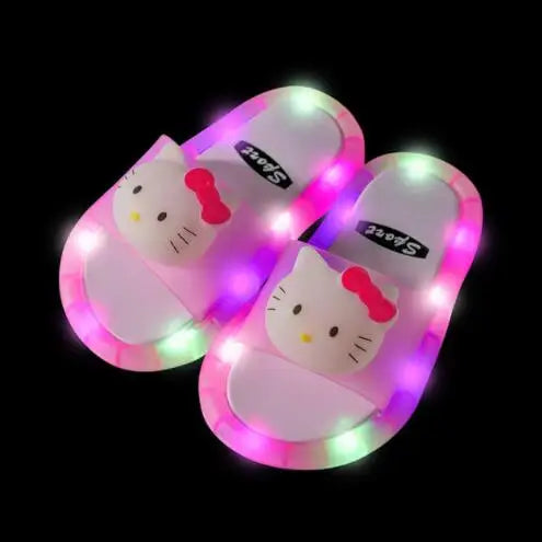 Summer Children's Light Slippers Non-slip Breathable Cute Animal Pattern Luminous LED Girls Boys Household Slippers Kids Shoes