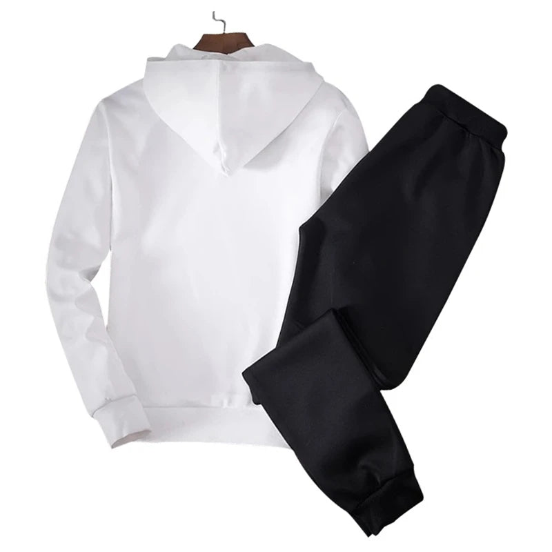 Sets Tracksuit Men Autumn Winter Hooded Sweatshirt Drawstring Outfit Sportswear 2023 Male Suit Pullover Two Piece Set Casual