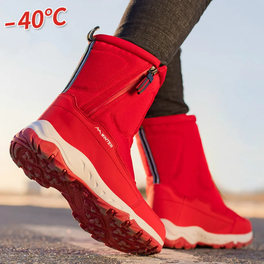 Women Snowboots Women's Winter Shoes Couple Snow Boots Ankle Boots Canvas Plush Boots Zipper Platform Boots Botas Mujer