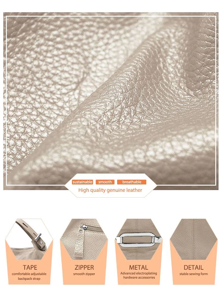 Zency 100% Genuine Leather Large Women Shoulder Bag Tote Adjustable Wide Strap White Handbag Purse Messenger Designer Bag 2023