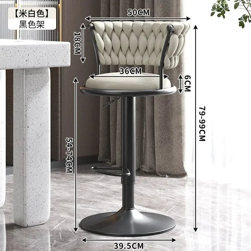Bar Stool High Stool Can Be Raised and Lowered Light Luxury Backrest High Stool Rotating Iron Kitchen Home Bar Stools