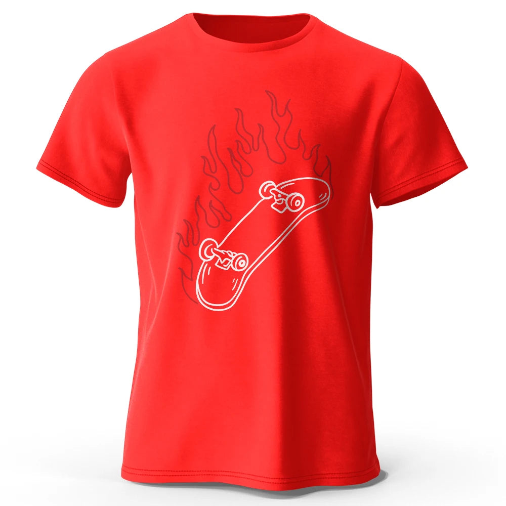 Skateboard Lovers Summer Men’s Graphic T-Shirt in 100% Cotton Oversized HIP HOP Style Tops Tees for Streetwear