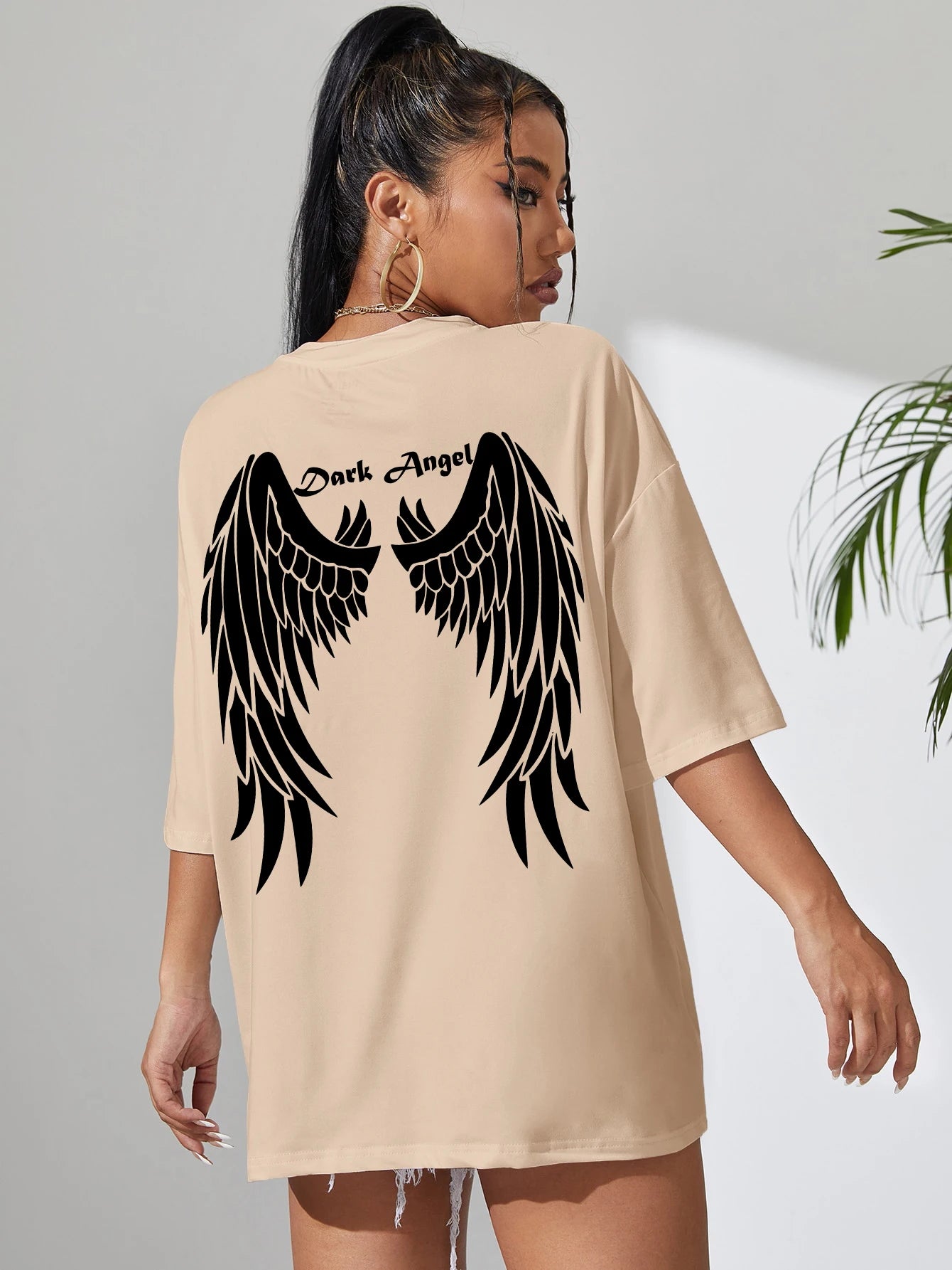 Dark Angel Wing Hot sale Graphic Printed T-Shirts For Women Loose Oversized Clothing Hip Hop Street Tshirt Cotton Short Sleeves