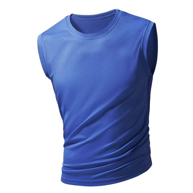 Summer ice silk vest short-sleeved sports fitness sleeveless t-shirt quick-dry T-shirt breathable running fitness lovers short-s