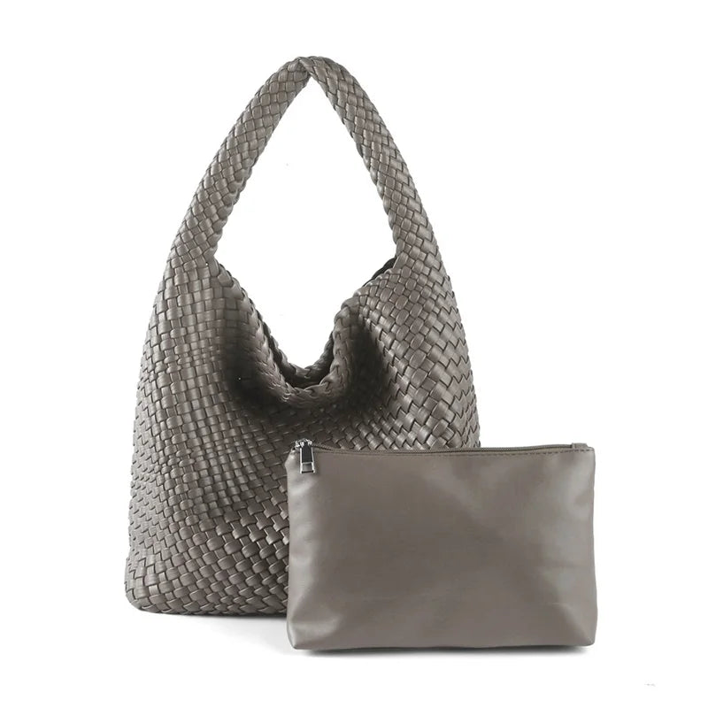 ZR DIARY Handmade Woven Bag Women PU Leather Large Capacity Totes Fashion Shoulder Bag 224BZ9389-1