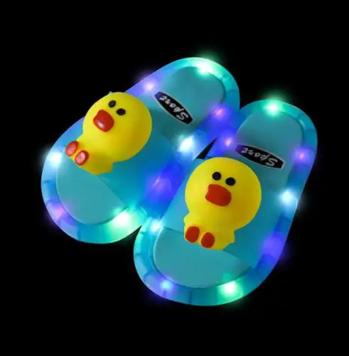 Summer Children's Light Slippers Non-slip Breathable Cute Animal Pattern Luminous LED Girls Boys Household Slippers Kids Shoes