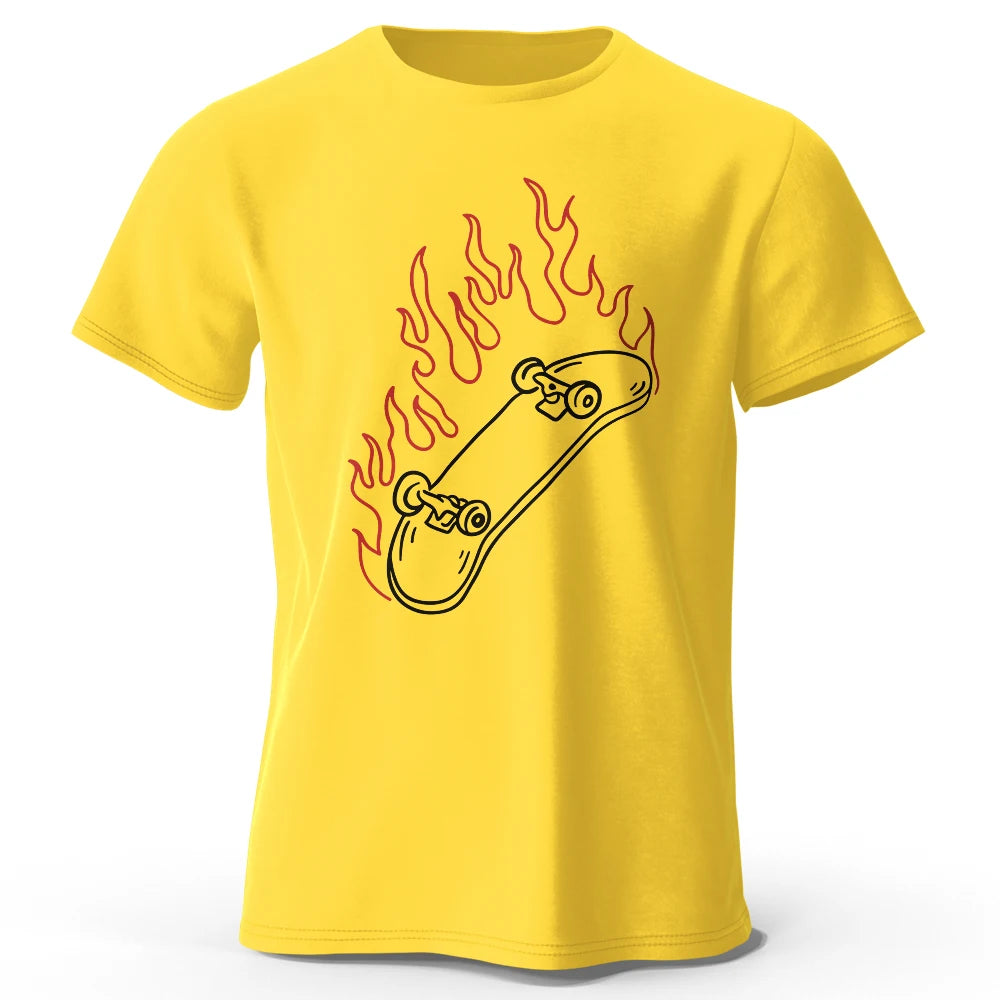 Skateboard Lovers Summer Men’s Graphic T-Shirt in 100% Cotton Oversized HIP HOP Style Tops Tees for Streetwear