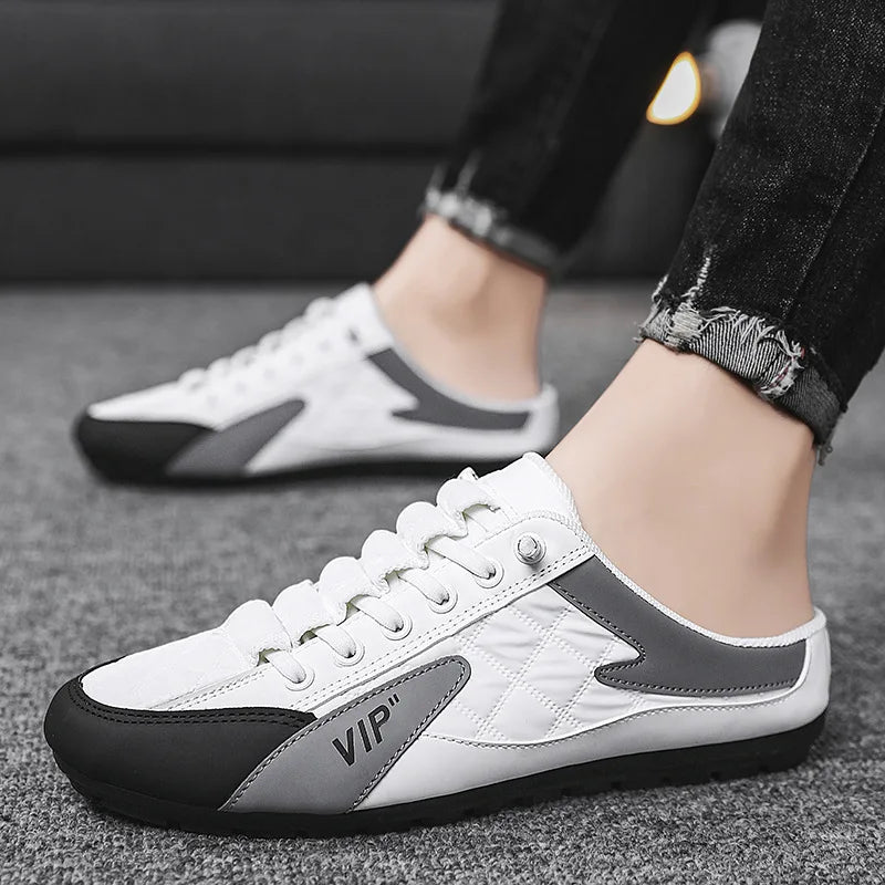 2023 Fashion men New Style lat-soled Wild Flat-bottomed Summer Thin Section Baotou Half Slippers