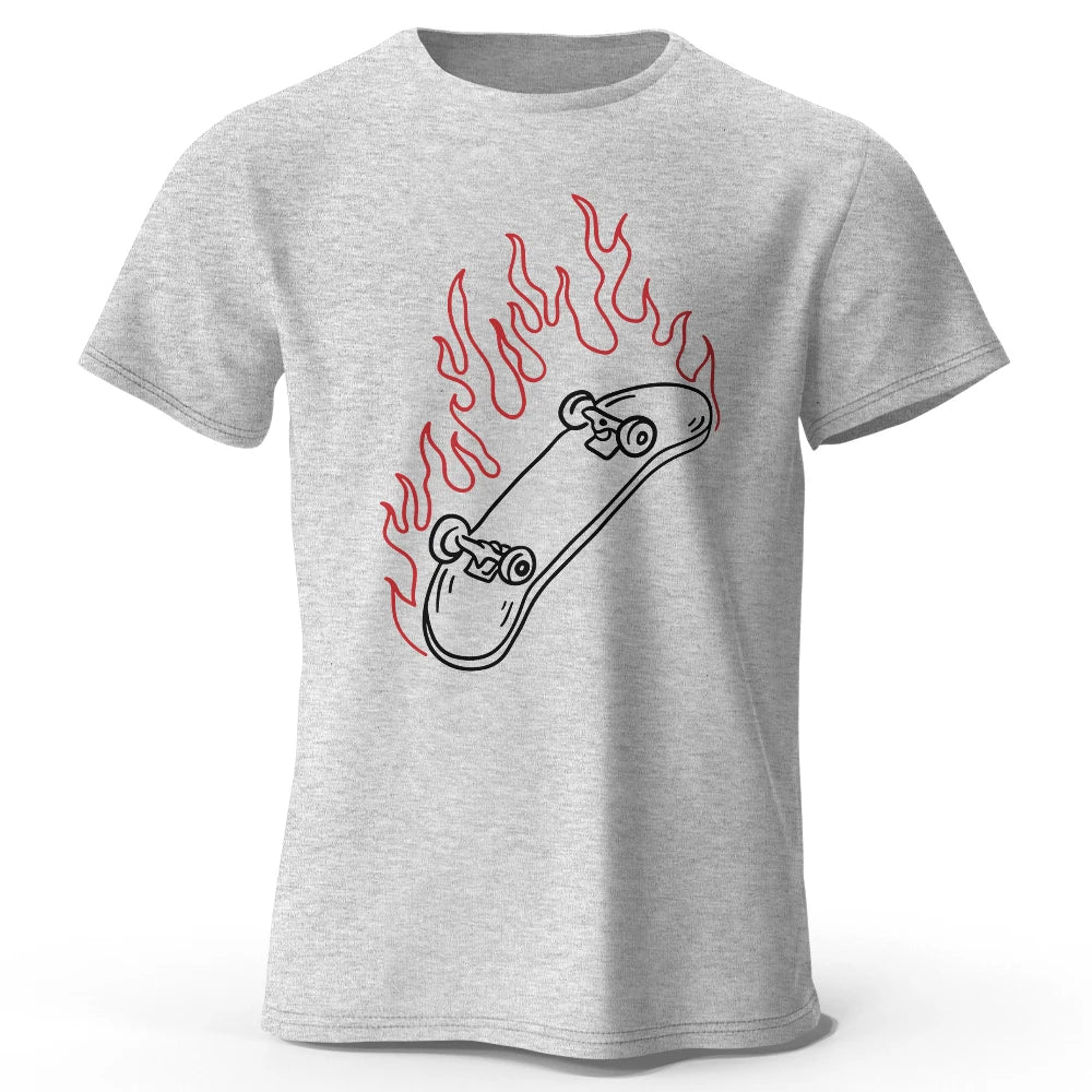 Skateboard Lovers Summer Men’s Graphic T-Shirt in 100% Cotton Oversized HIP HOP Style Tops Tees for Streetwear