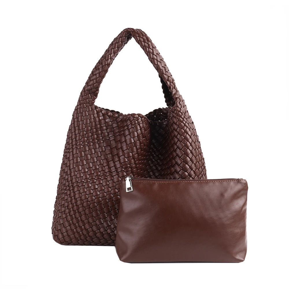 ZR DIARY Handmade Woven Bag Women PU Leather Large Capacity Totes Fashion Shoulder Bag 224BZ9389-1