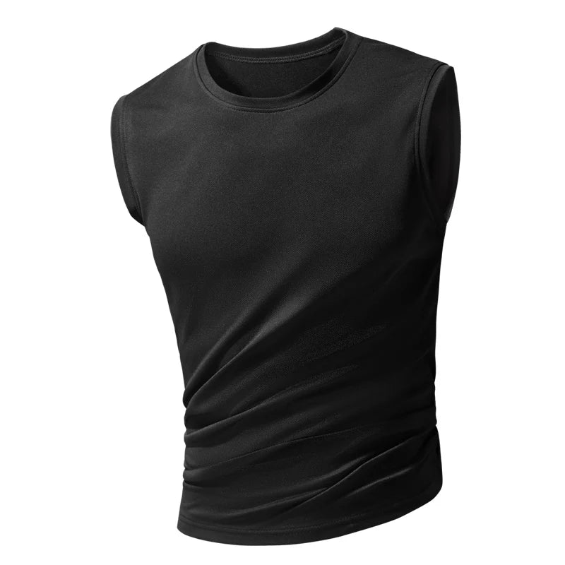 Summer ice silk vest short-sleeved sports fitness sleeveless t-shirt quick-dry T-shirt breathable running fitness lovers short-s