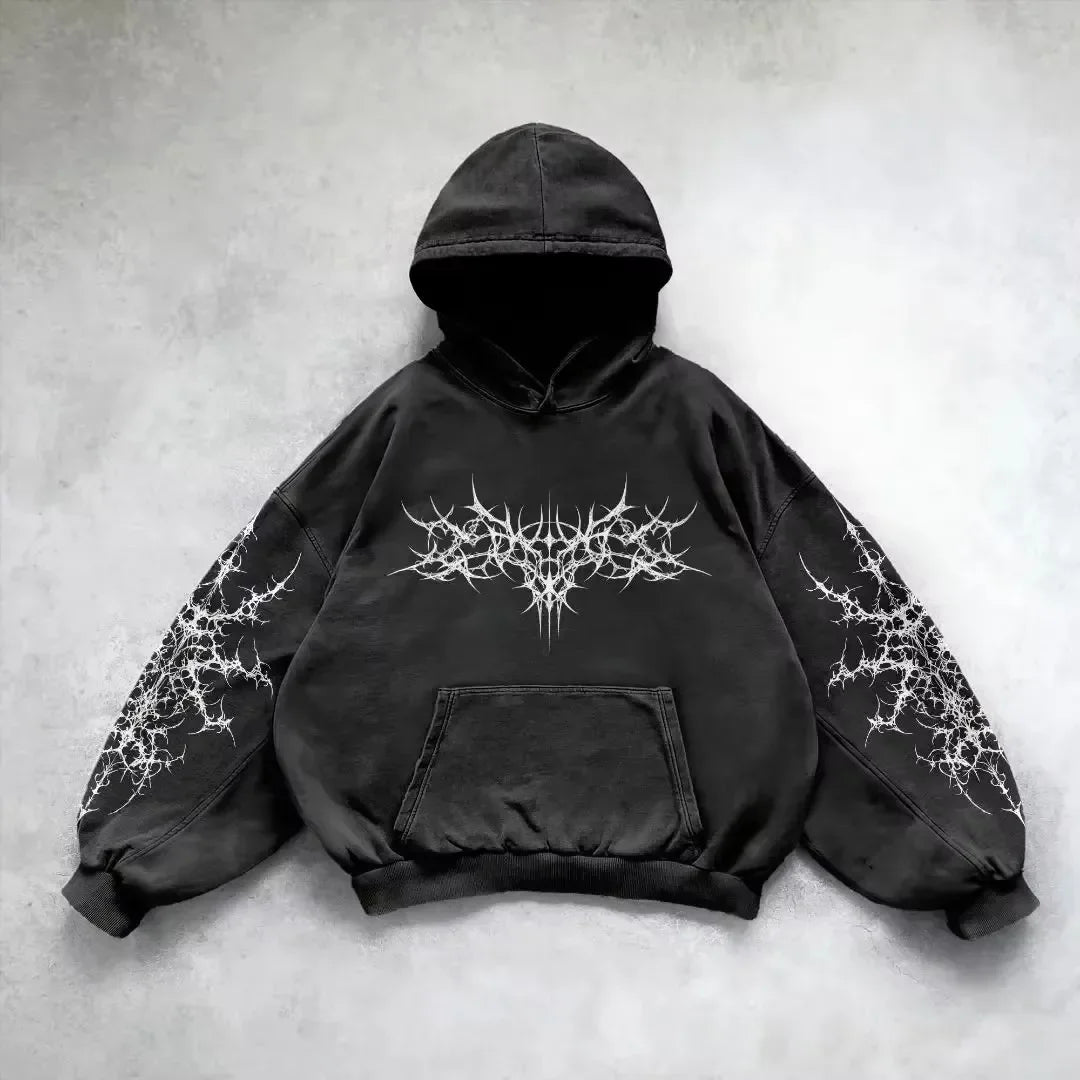 American Hip Hop Hoodie Y2K Printed Zipper Zoodie Winter Lovers Loose Comfortable Long Sleeve Coat Loose Sweater High Street