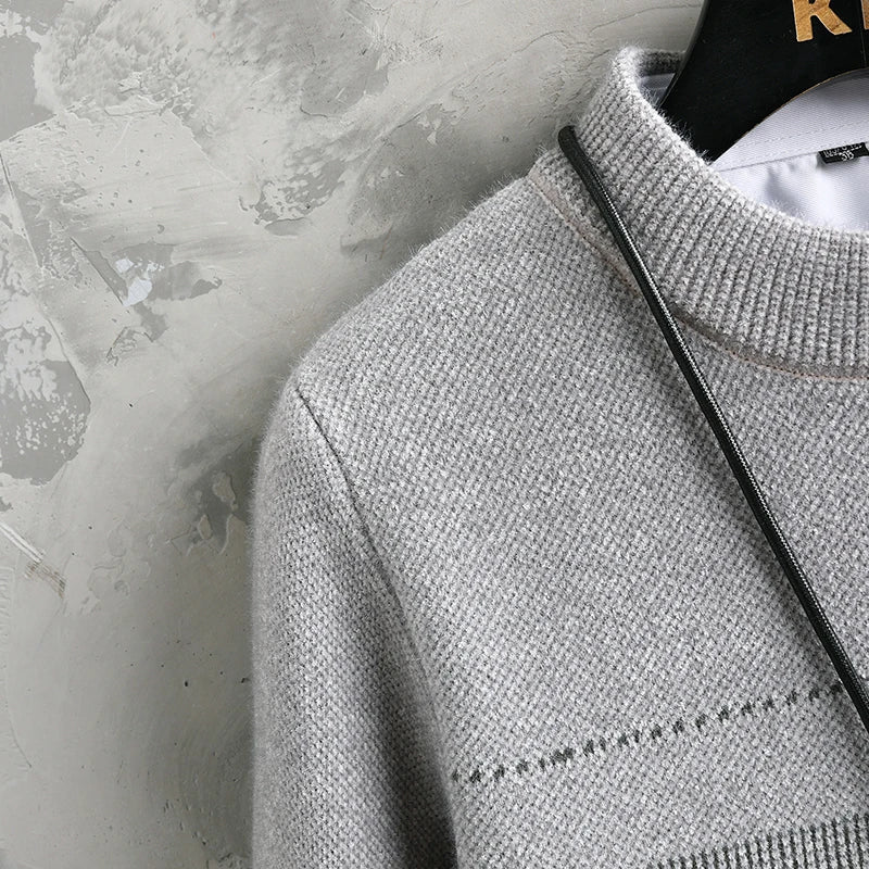 Men's Wool Pullovers Sweaters Men Winter Korean Style Striped Pattern Mens Warm Sweater Men Fashion Sweaters Autumn M-3XL