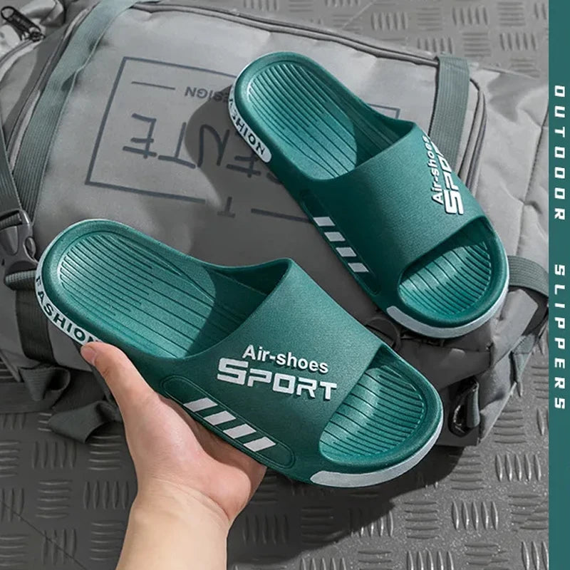 Summer New Men's Slippers PVC Soft Sole Beach Slippers Large Size Outdoor Anti-slip Flip Flops Sandal Man Home Bathroom Slippers