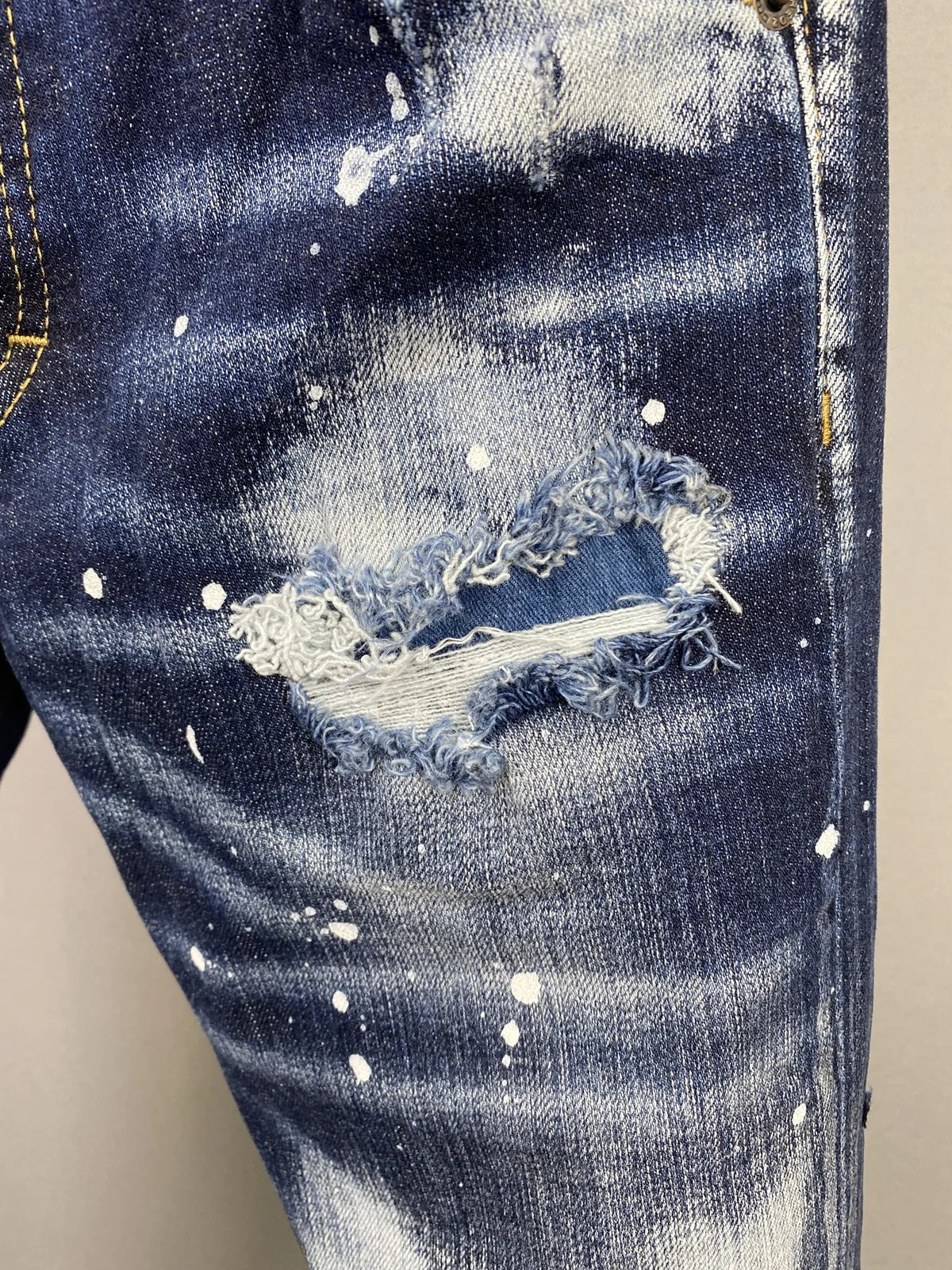 2023 Autumn New Denim Pants Men's d2 Jeans Washed Dark Blue Slim Fit Small Feet Micro Elastic Full length Monkey