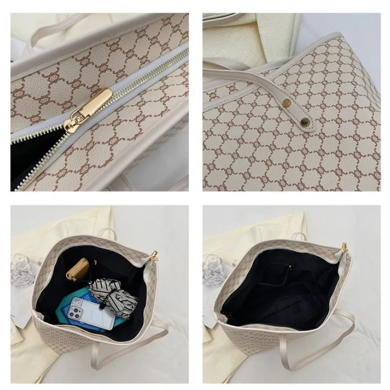 Simple Big Tote Bag Hot Solid Colour Women's Bag Fashion PU Luxury Designer Bags Leisure Print Advanced High Capacity Hand Bag