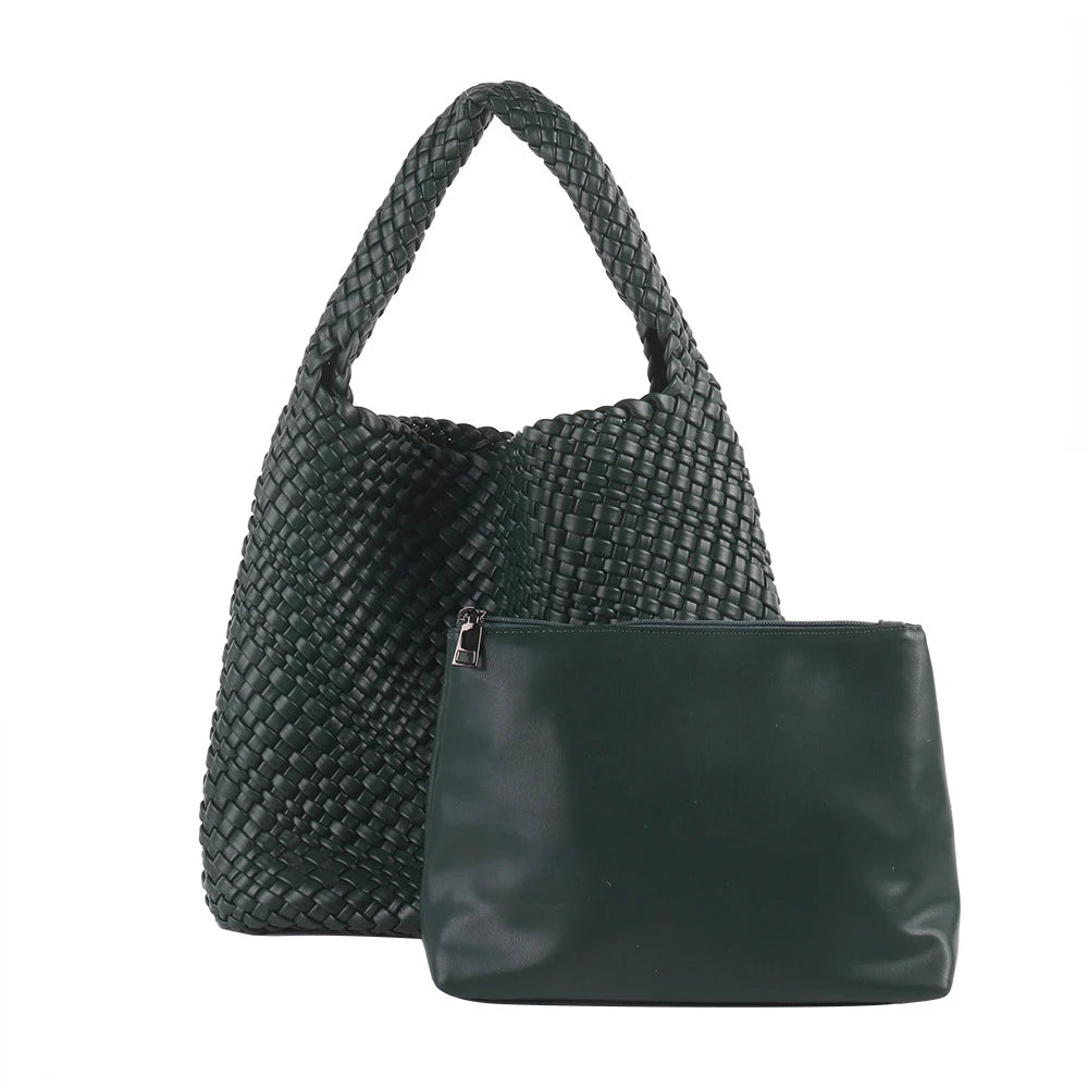 ZR DIARY Handmade Woven Bag Women PU Leather Large Capacity Totes Fashion Shoulder Bag 224BZ9389-1