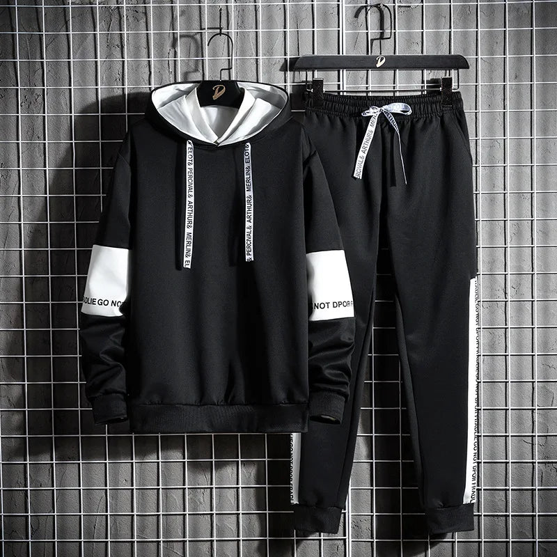 Casual Tracksuit Men Hooded Sweatshirt Outfit Spring Autumn Mens Sets Sportswear 2023 Male Hoodie+Pants 2PCS Jogging Sports Suit
