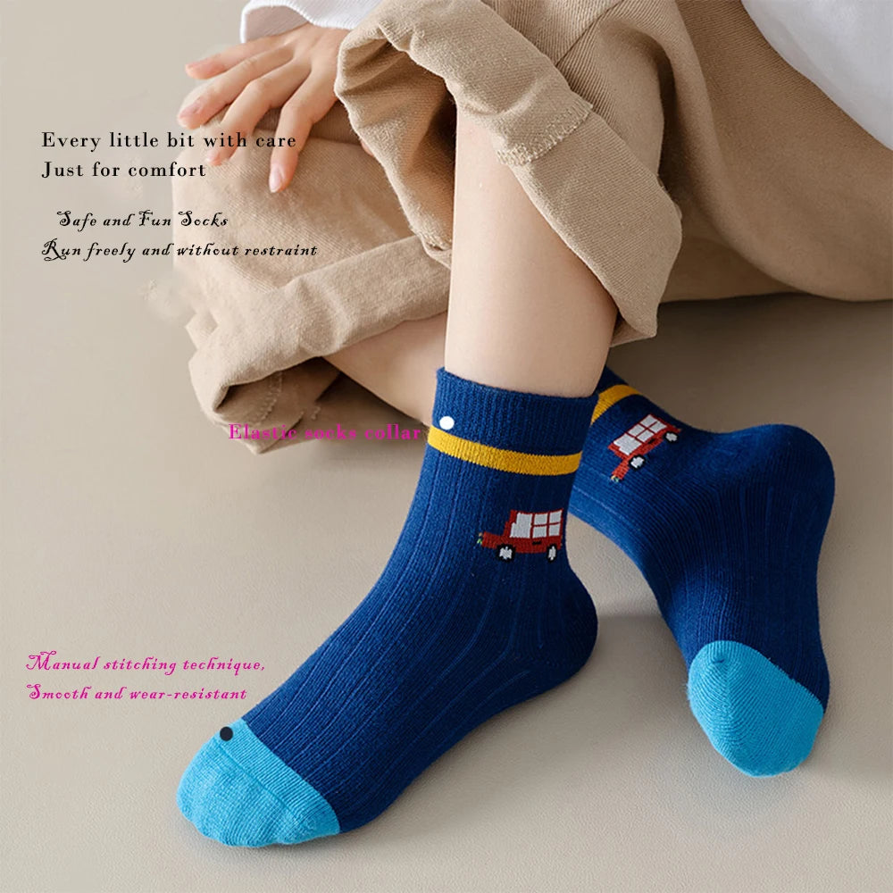 5Pairs 1-14Years Girl's Mid-tube Socks Comfortable Breathable Athletic Socks Autumnclothes All-match Boutique Kids Clothing