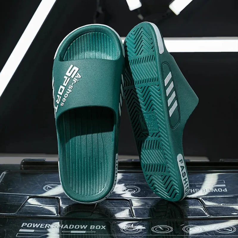 Summer New Men's Slippers PVC Soft Sole Beach Slippers Large Size Outdoor Anti-slip Flip Flops Sandal Man Home Bathroom Slippers