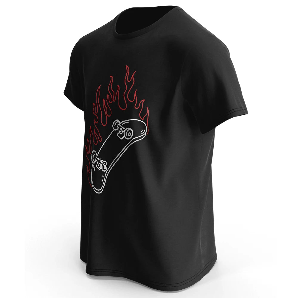 Skateboard Lovers Summer Men’s Graphic T-Shirt in 100% Cotton Oversized HIP HOP Style Tops Tees for Streetwear
