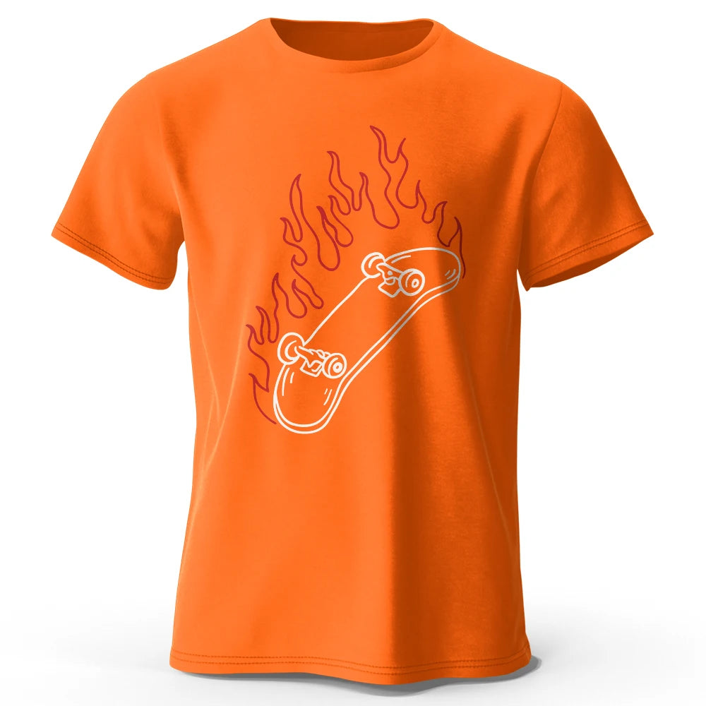 Skateboard Lovers Summer Men’s Graphic T-Shirt in 100% Cotton Oversized HIP HOP Style Tops Tees for Streetwear