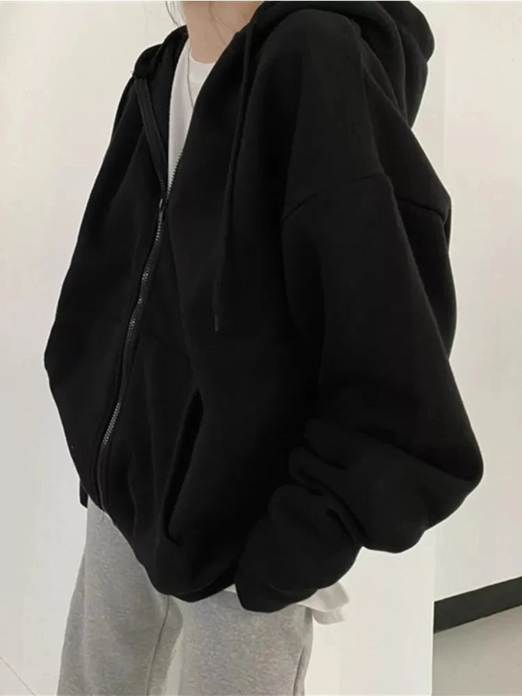 2023 Y2K Flame Hip Hop Hoodies Women Letters Print Hooded Zipper Sweatshirt Retro High Street Loose Autumn Harajuku Sweatwear