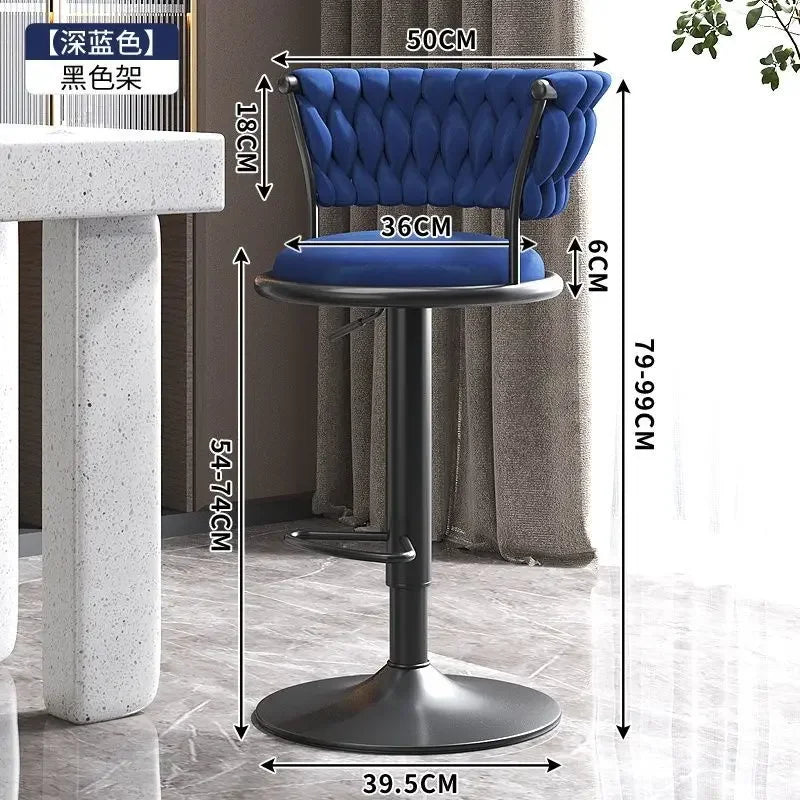 Bar Stool High Stool Can Be Raised and Lowered Light Luxury Backrest High Stool Rotating Iron Kitchen Home Bar Stools