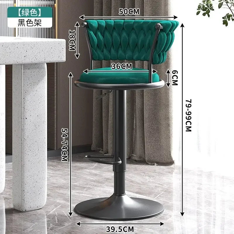 Bar Stool High Stool Can Be Raised and Lowered Light Luxury Backrest High Stool Rotating Iron Kitchen Home Bar Stools