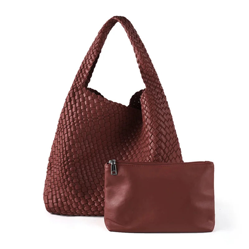 ZR DIARY Handmade Woven Bag Women PU Leather Large Capacity Totes Fashion Shoulder Bag 224BZ9389-1
