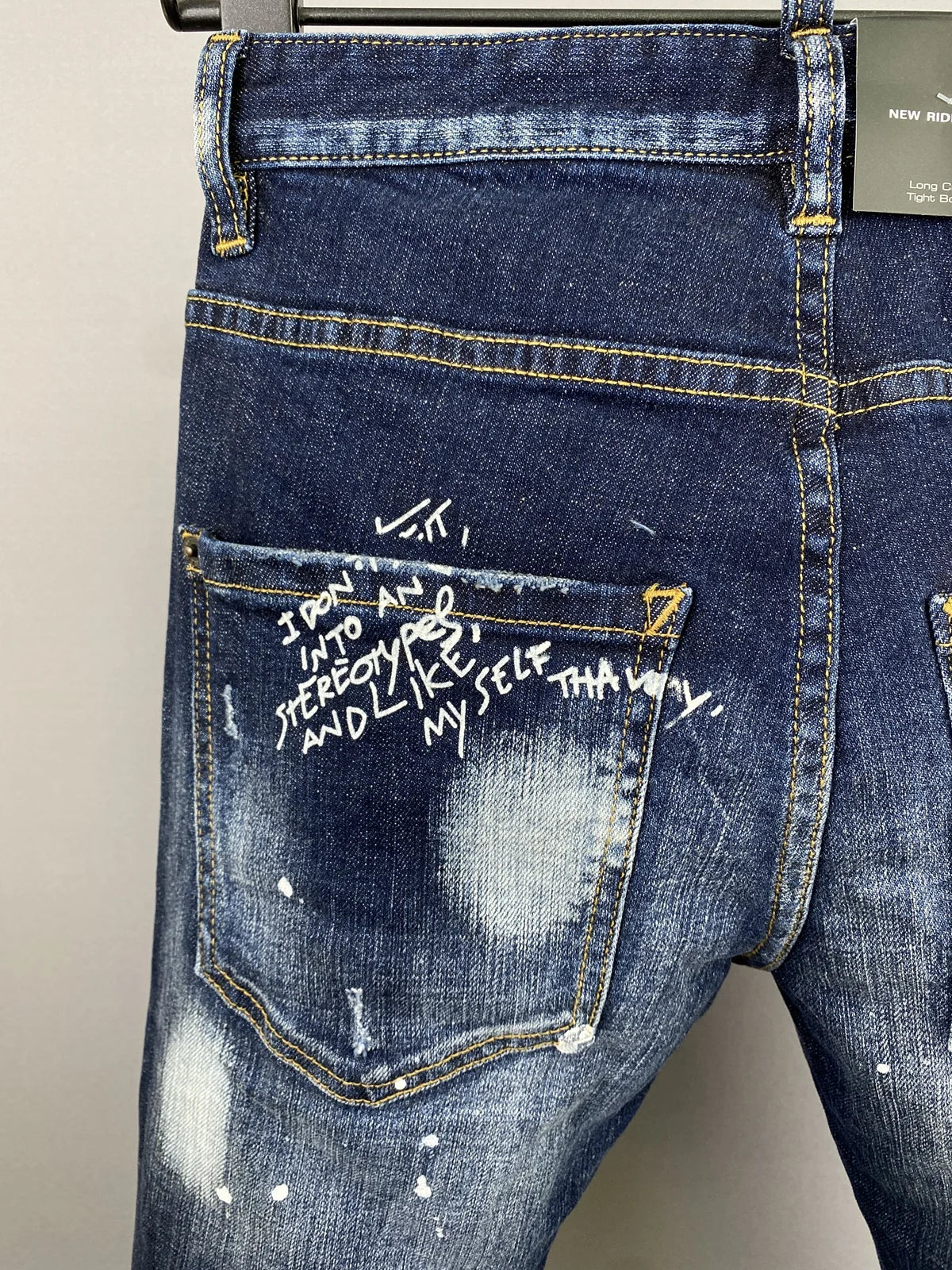 2023 Autumn New Denim Pants Men's d2 Jeans Washed Dark Blue Slim Fit Small Feet Micro Elastic Full length Monkey