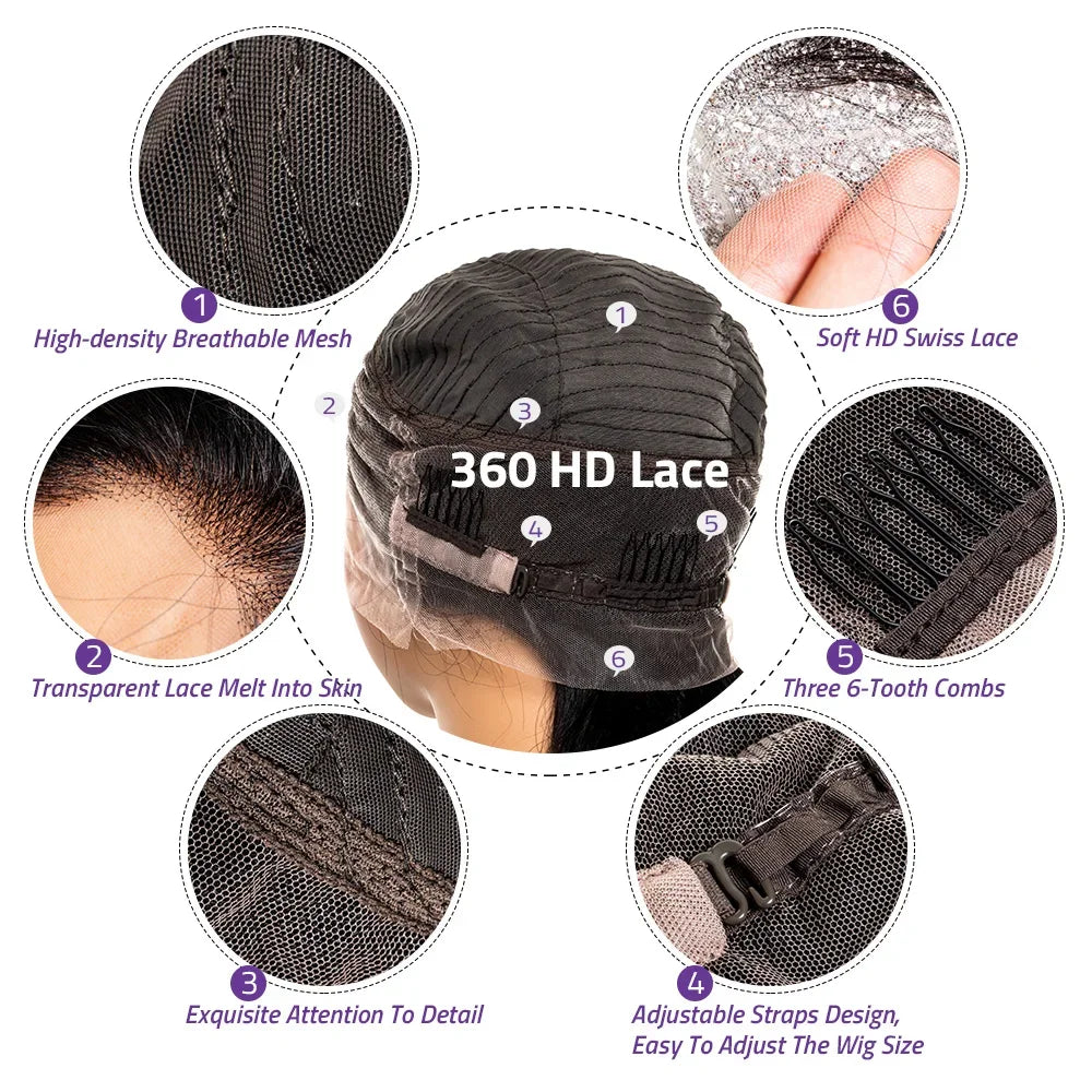 Bone Straight 13x6 HD Lace Frontal Human Hair Wig 5x5 Brazilian Glueless Ready To Wear Pre Cut Lace Closure Wigs for Black Women