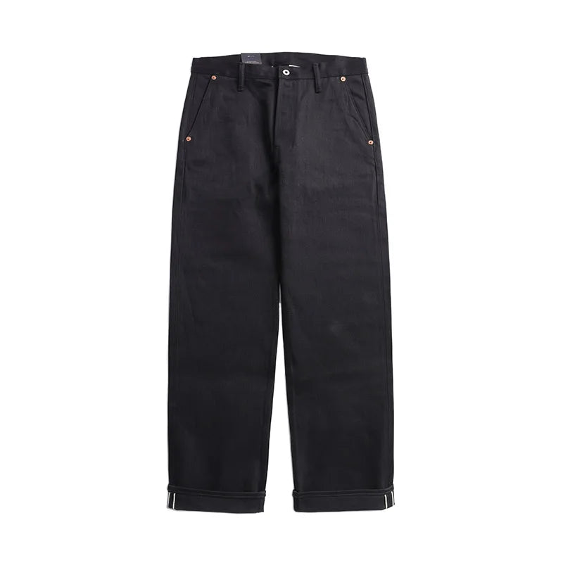 Red Tornado Black Men's Jeans Relaxed Fit 14.5oz Selvedge Denim Officer Trousers