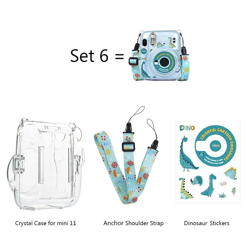 3 in 1 Transparent Shoulder Strap Storage Case Camera Cover Photo Bag Protective Shell For Fujifilm Instax Mini 11