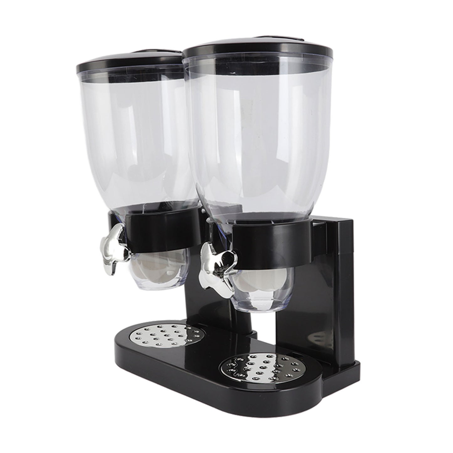 Cereal Dispenser ABS Dual Containers Airtight Twist Operation Dry Food Dispenser for Kitchen Black
