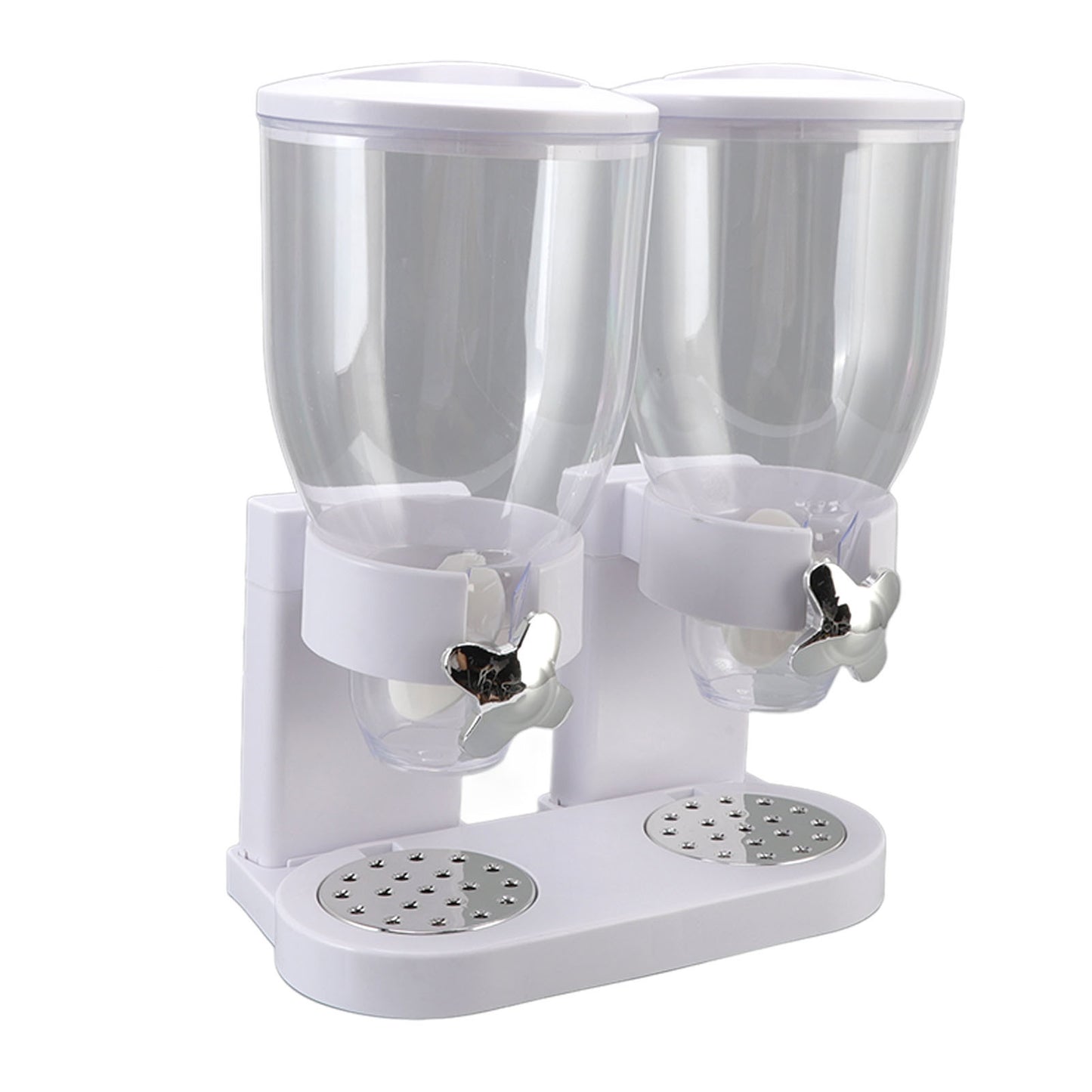 Cereal Dispenser ABS Dual Containers Airtight Twist Operation Dry Food Dispenser for Kitchen Black