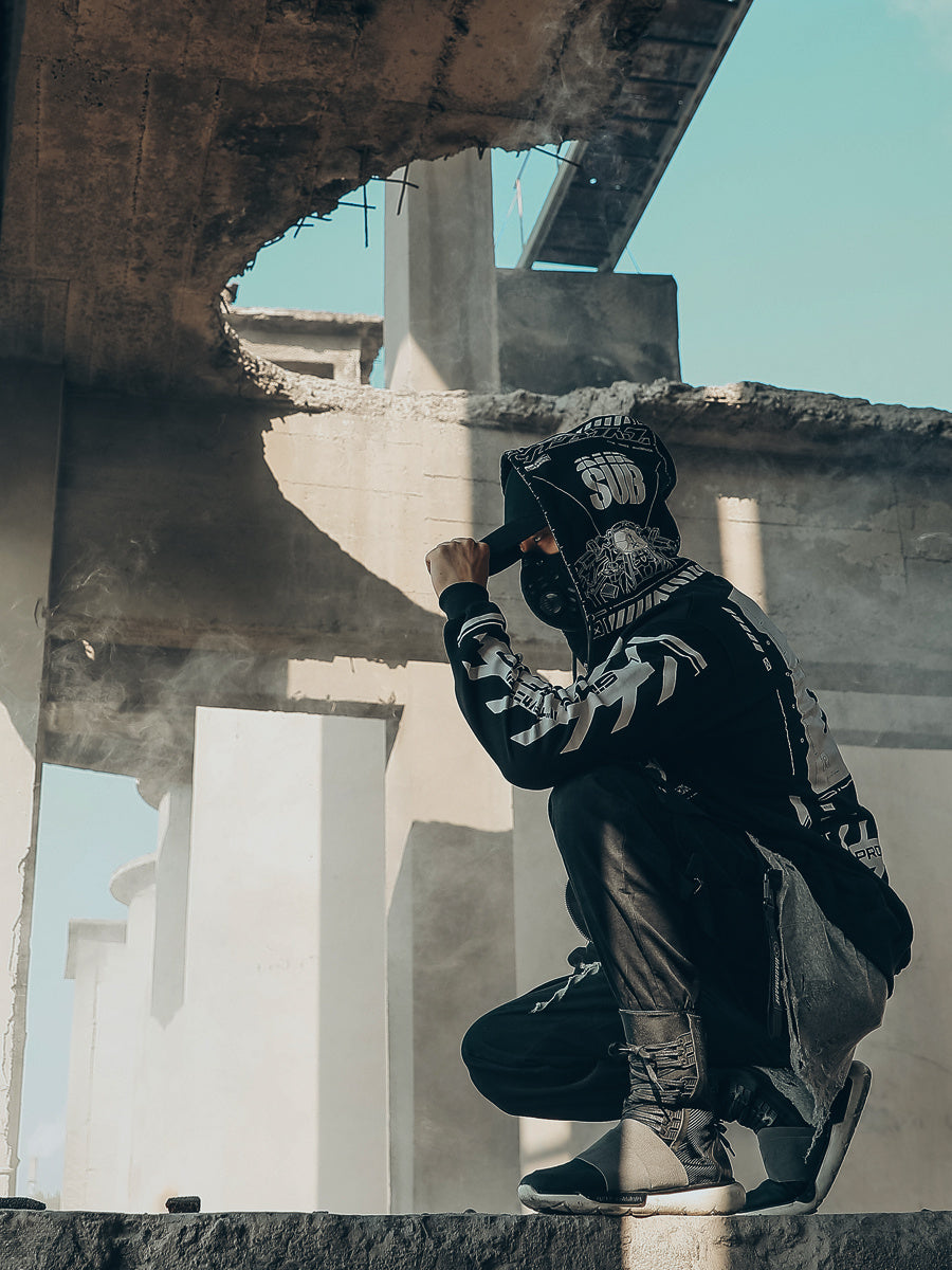 Punk Two-dimensional Sweater Hooded Tide Cool Ins Fried Street Coat Function