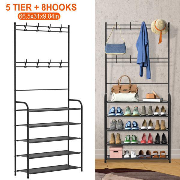 5-tier Shoe Racks, Freestanding Hangers