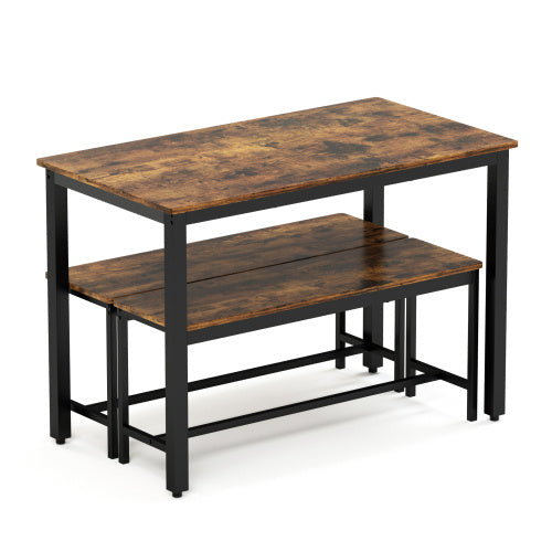 Dining Table Set, Bar With 2 Dining Table Benches