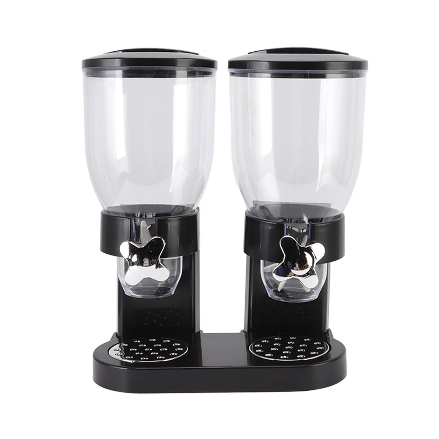 Cereal Dispenser ABS Dual Containers Airtight Twist Operation Dry Food Dispenser for Kitchen Black