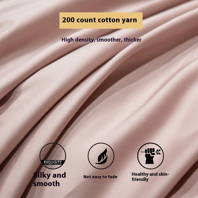 Long-staple Cotton Four-piece Set Bed Sheet Quilt Cover Light Luxury Bare Sleeping