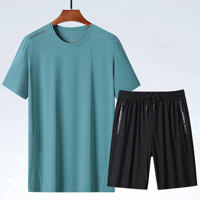 Men's Ice Silk T-shirt Sports Suit