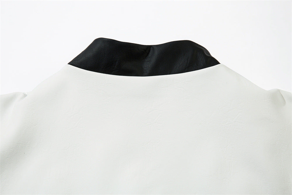 European And American-style Locomotive Racing Suit Leather Coat