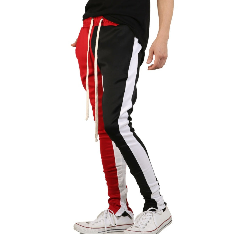 Men's casual sports pants stitching trousers