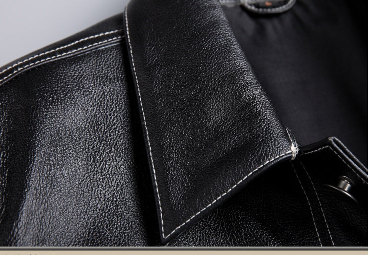 New Spring And Autumn Leather Cowhide Denim