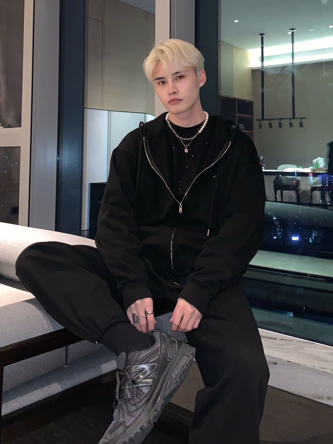 Boys Suit Korean Style Trendy Casual Solid Color Sportswear Suit Open Lined Jacket Couple Suit